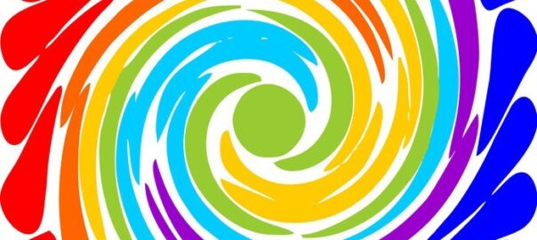 Modern abstract rainbow spiral motif